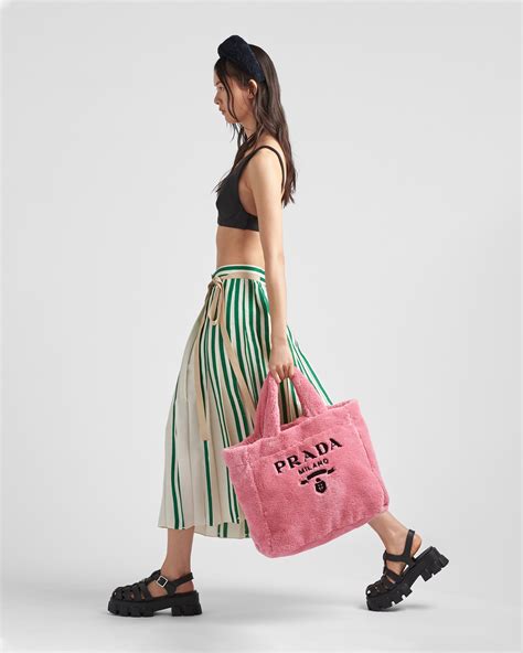 prada pink terry|Petal Pink/black Terry Tote Bag .